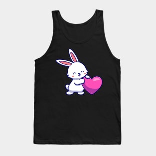 Cute Rabbit With Love Heart Cartoon Tank Top